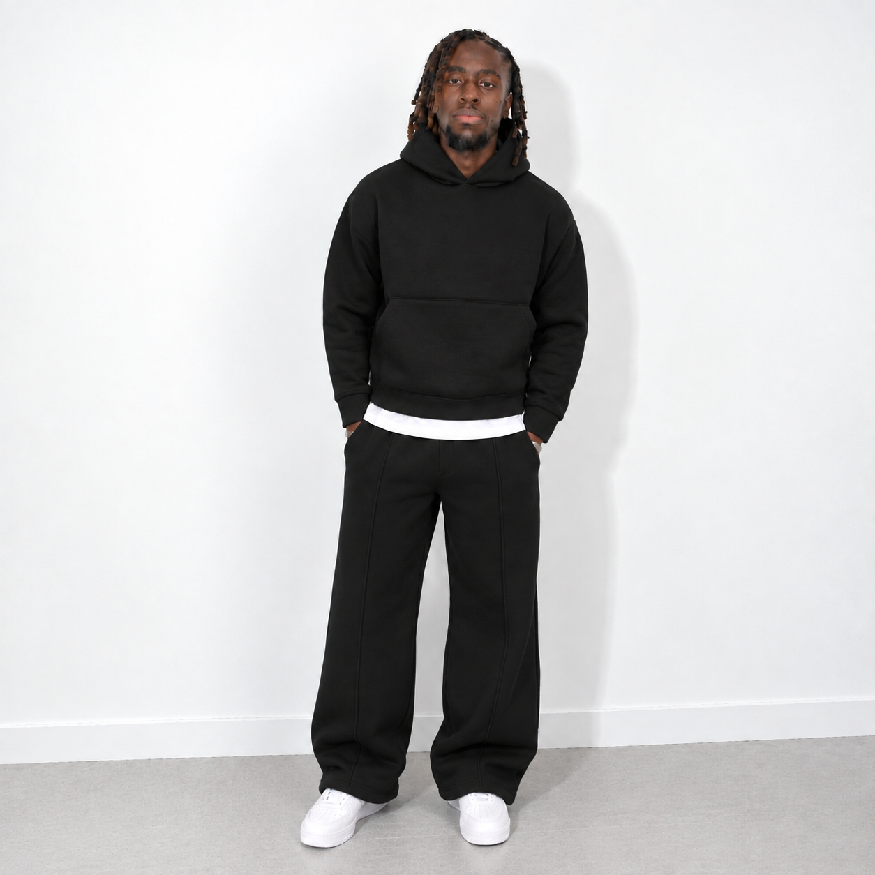 Ensemble de jogging pantalon et sweat à capuche noir pour homme