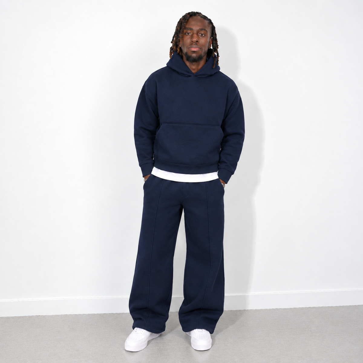 Ensemble de jogging pantalon et sweat à capuche bleu marine homme