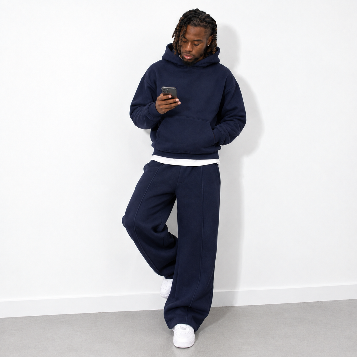 Ensemble de jogging pantalon et sweat à capuche bleu marine homme