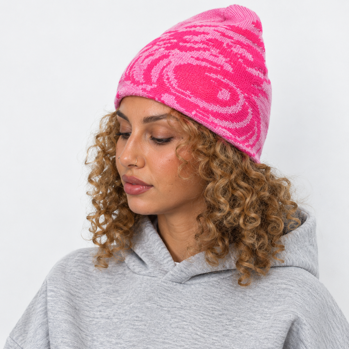 Bonnet unisexe en coton avec sa doublure en satin rose