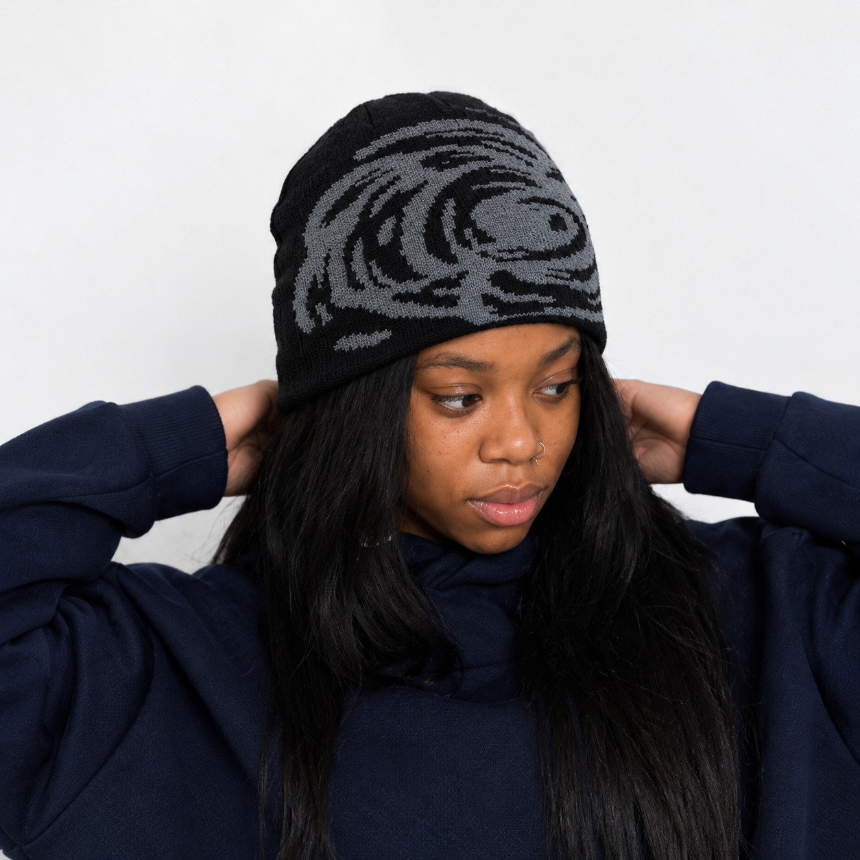 Beanie unisexe en coton avec sa doublure en satin noir