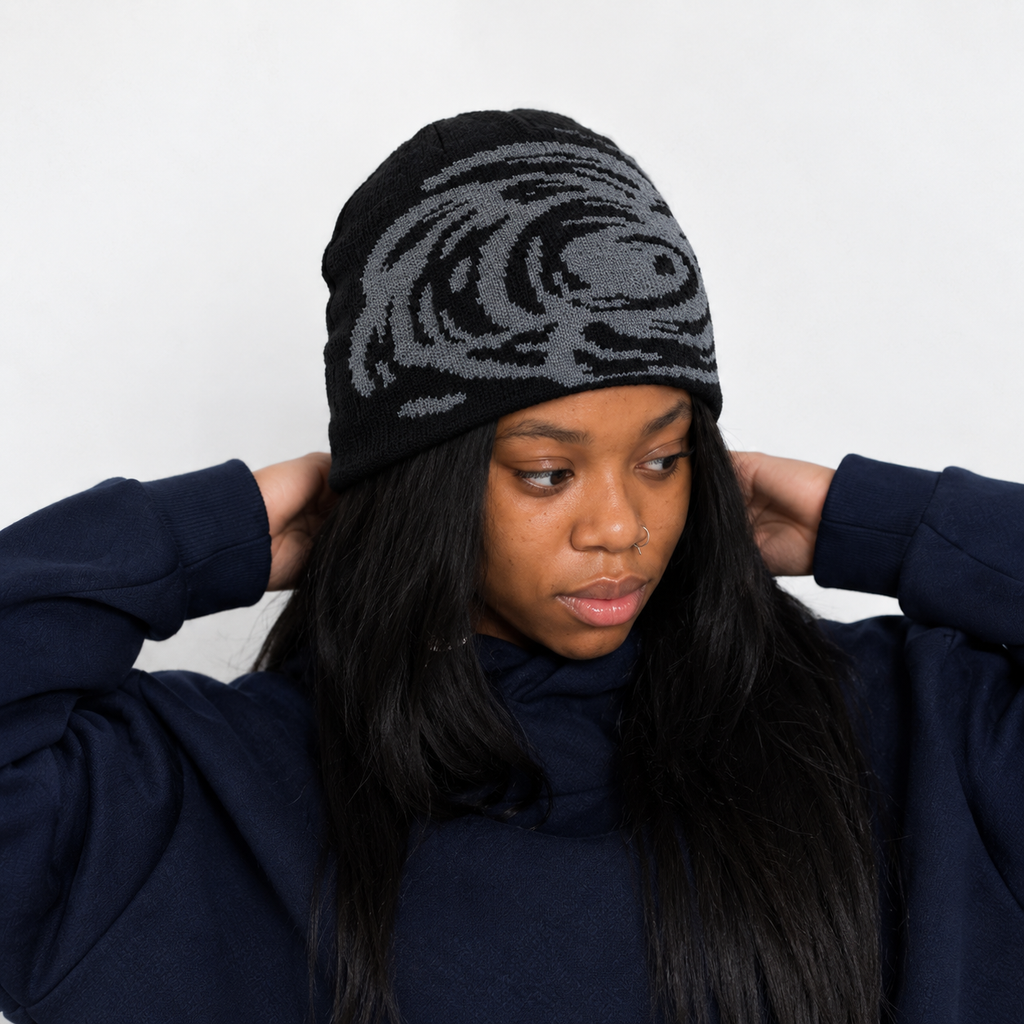 Beanie unisexe en coton avec sa doublure en satin noir