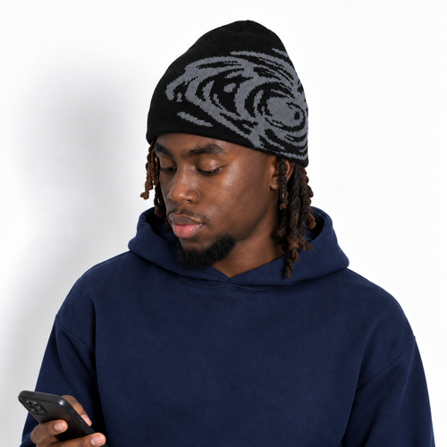 Beanie unisexe en coton avec sa doublure en satin noir