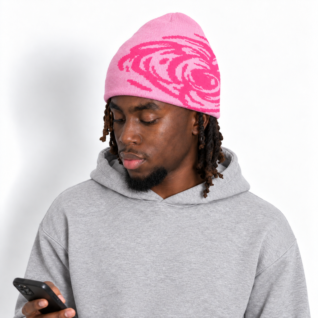 Bonnet unisexe en coton avec sa doublure en satin rose