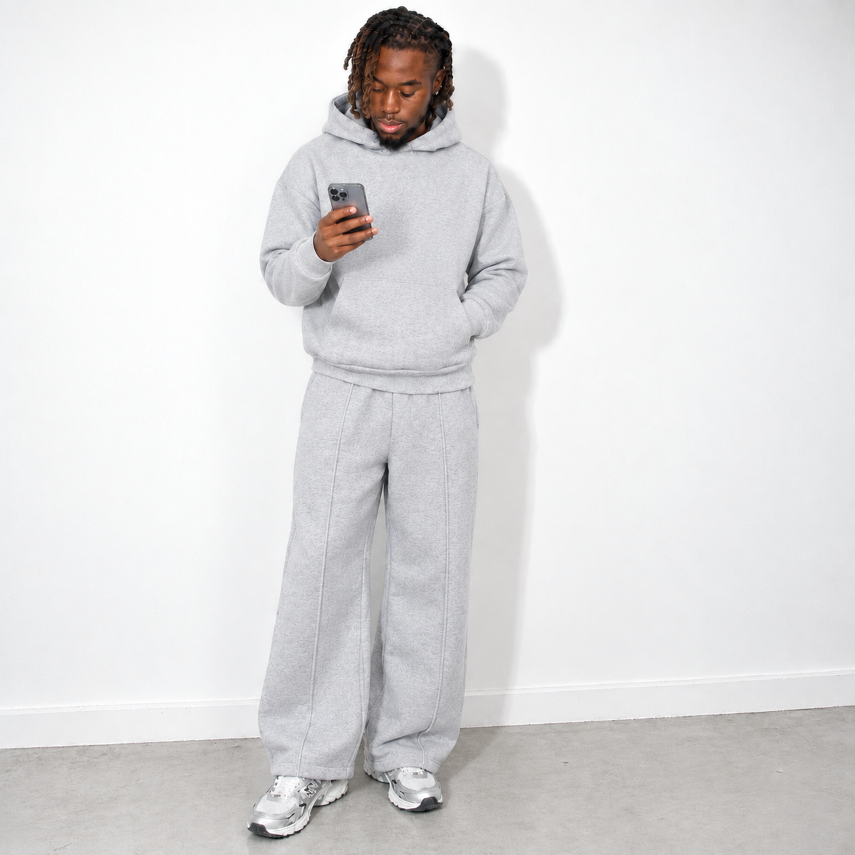 Ensemble de jogging pantalon et sweat à capuche gris pour homme