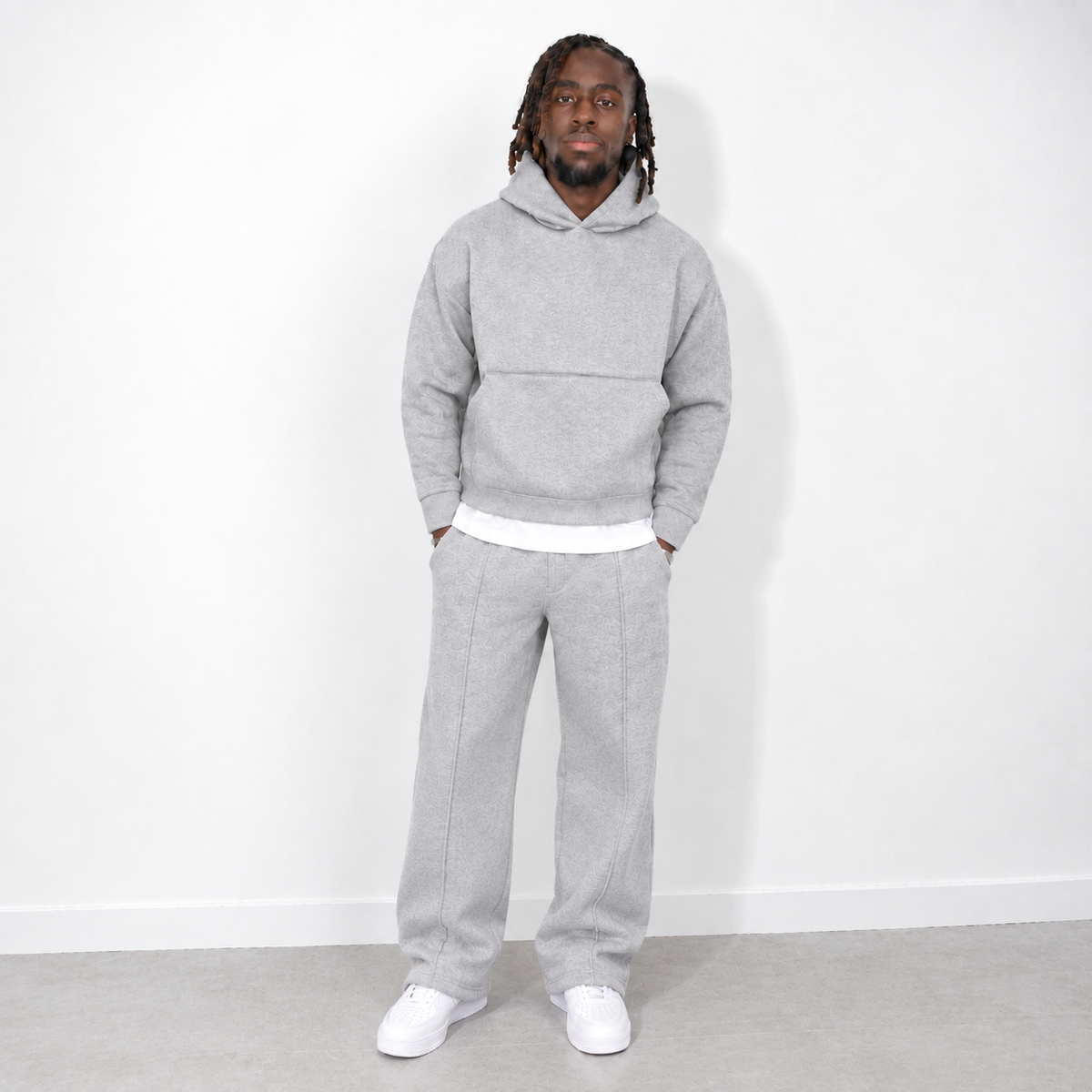 Ensemble de jogging pantalon et sweat à capuche gris pour homme